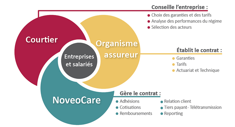 les acteurs d'un contrat collectif en lien avec NoveoCare